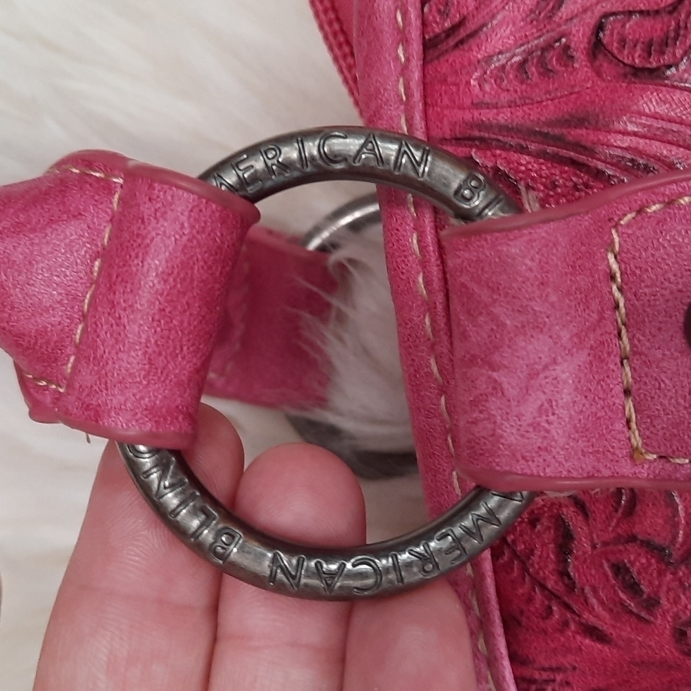 Montana West American Bling Pink Leather & Canvas Purse - Picture 3 of 7